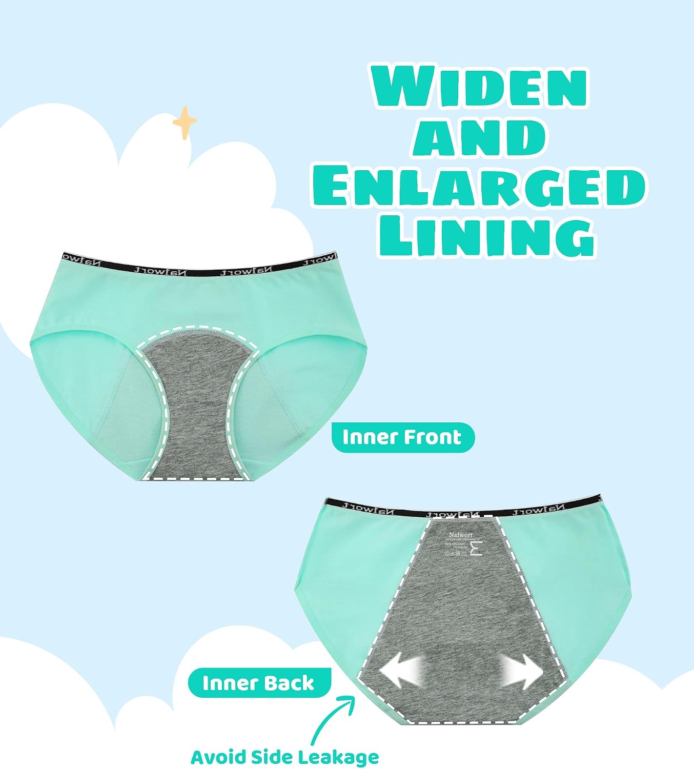 Teen Girl Period Underwear Menstrual Period Panties 6 Pack