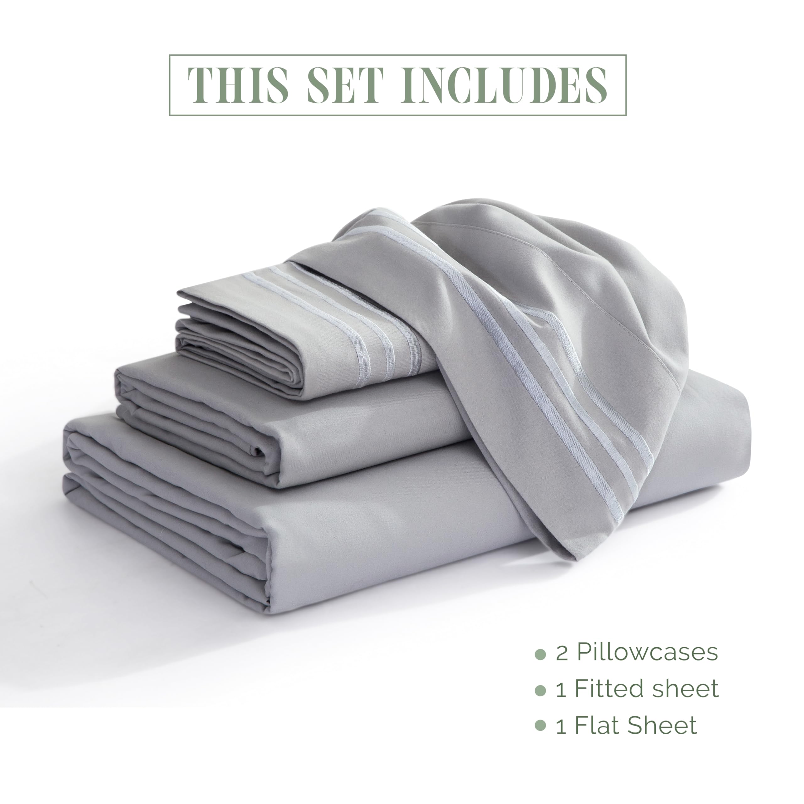 Elegant Comfort 4-Piece Deep Pocket Sheet Set - 1500 Premium Microfiber, California King, Gray
