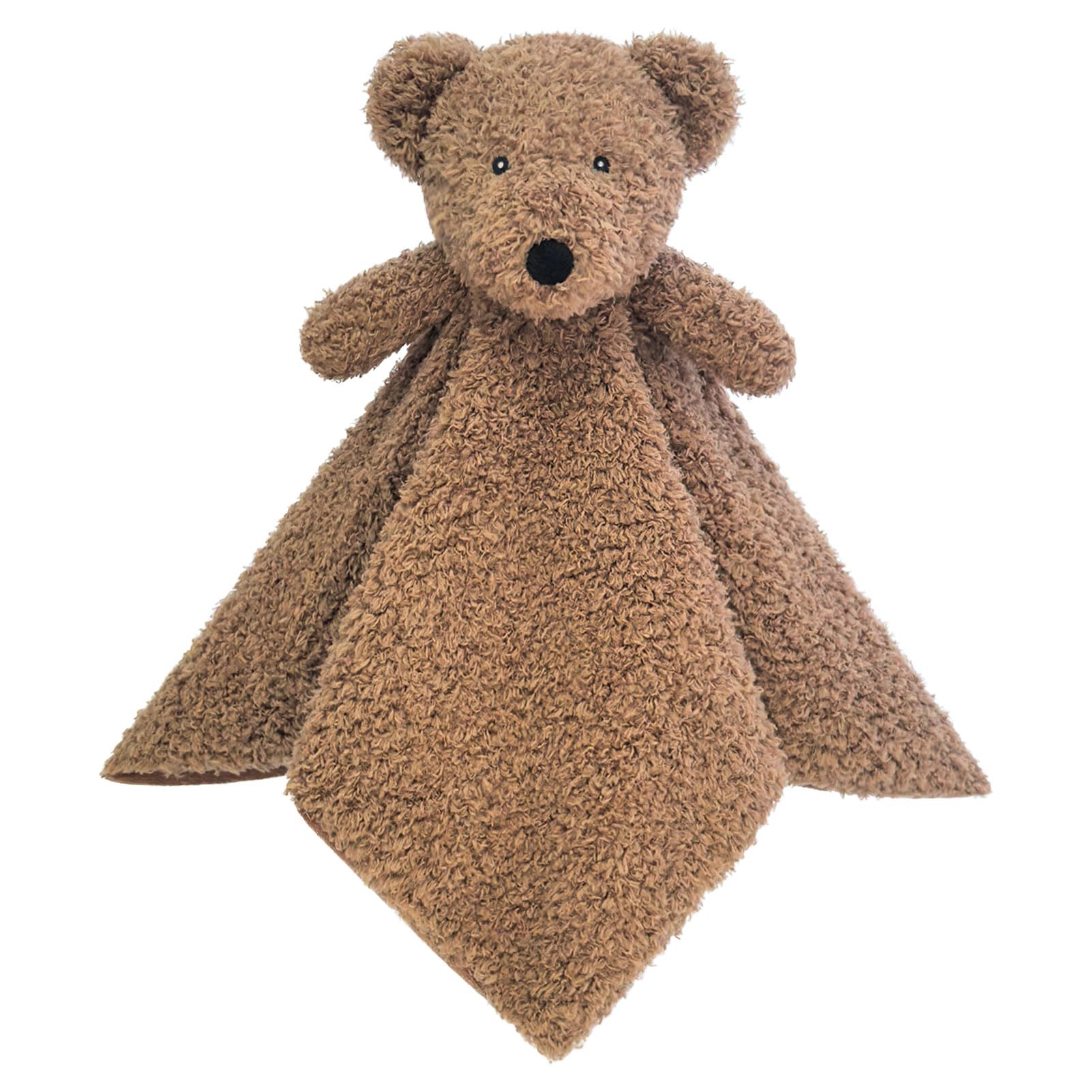 Baby Dark Brown Teddy Bear Soft Stuffed Animal Security Blanket, Plush Bear Character Lovey Blanket, Baby Shower/Nursery Gift, Newborn Infant Toddler Snuggle Blankie for Boys Girls, 18 Inches