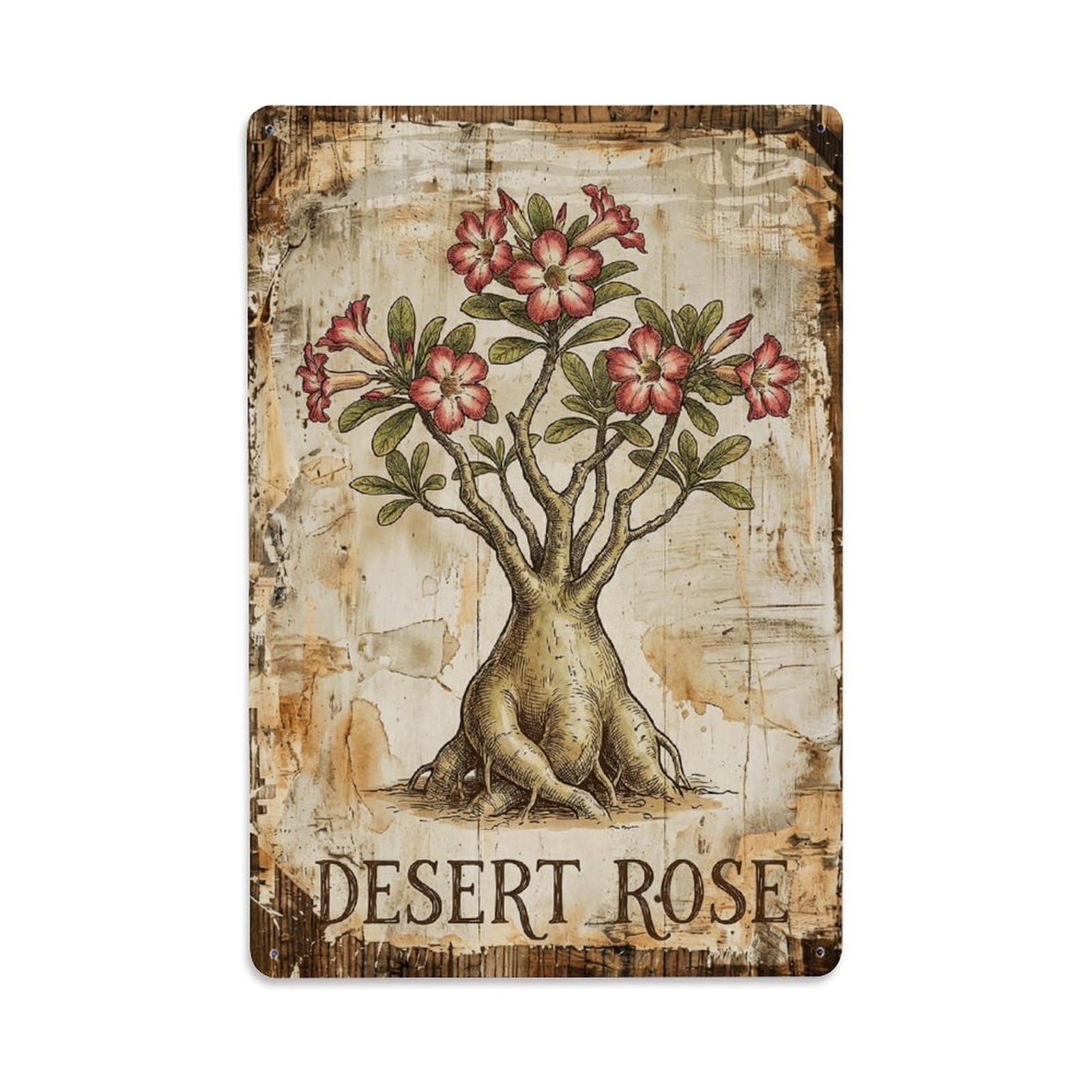 Desert Rose Succulent 1 Vintage Metal Tin Sign Plaque Wall Decor for Cafe, Club, Garden Metal Poster 8x12Inch