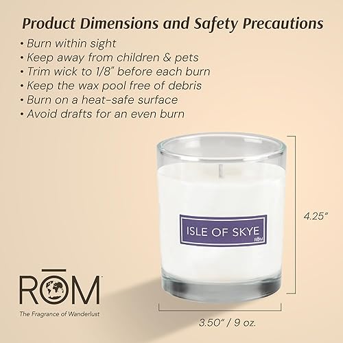 Miniatura 7 de RM - Velas perfumadas de lujo para el hogar, Isle of Skye, cera de soja de 9 onzas, velas de soja en tarro para aromaterapia perfumada en el hogar,