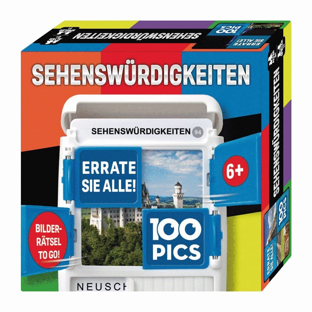 100 PICS 20208064 Quiz Game Sights, Educational Game for the Whole Family, Brainteaser, Travel Game for Adults and Children from 6 Years