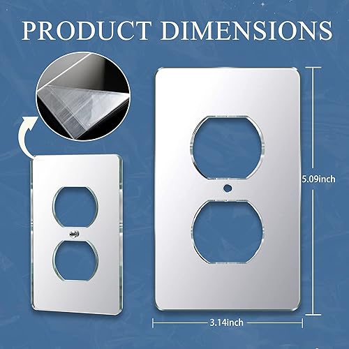 Miniatura 3 de 4 placas para interruptor de luz de espejo, doble orificio de 4.72 x 2.91 pulgadas, cubierta de luz de interruptor de pared duraderas, cubiertas de