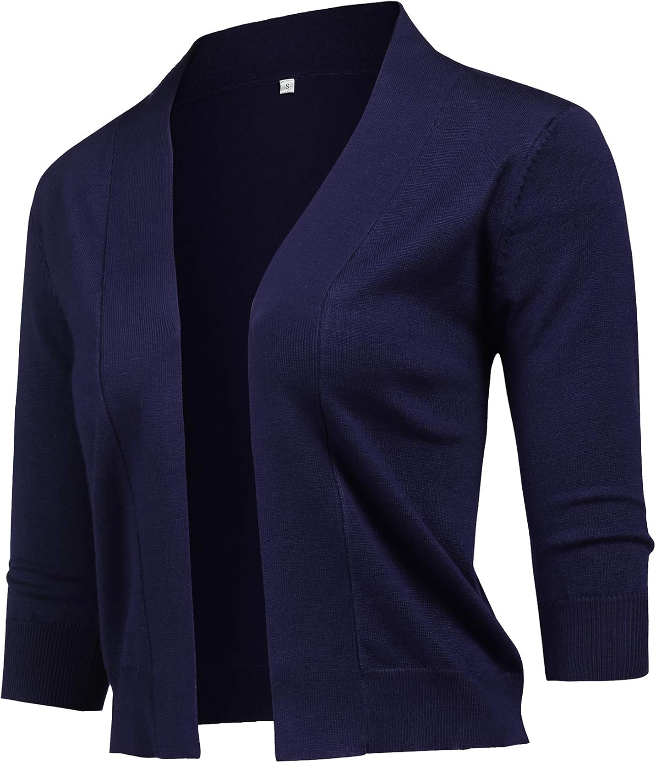 URRU Women's Classic 3/4 Sleeve Open Front Cropped Cardigan Sweater Lightweight Knit Short Shrugs