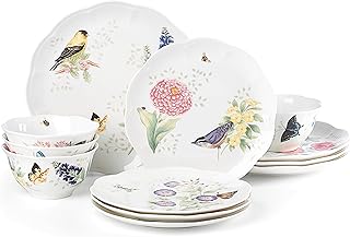 883319 Butterfly Meadow Flutter 12-Piece Dinnerware Set, Multicolor