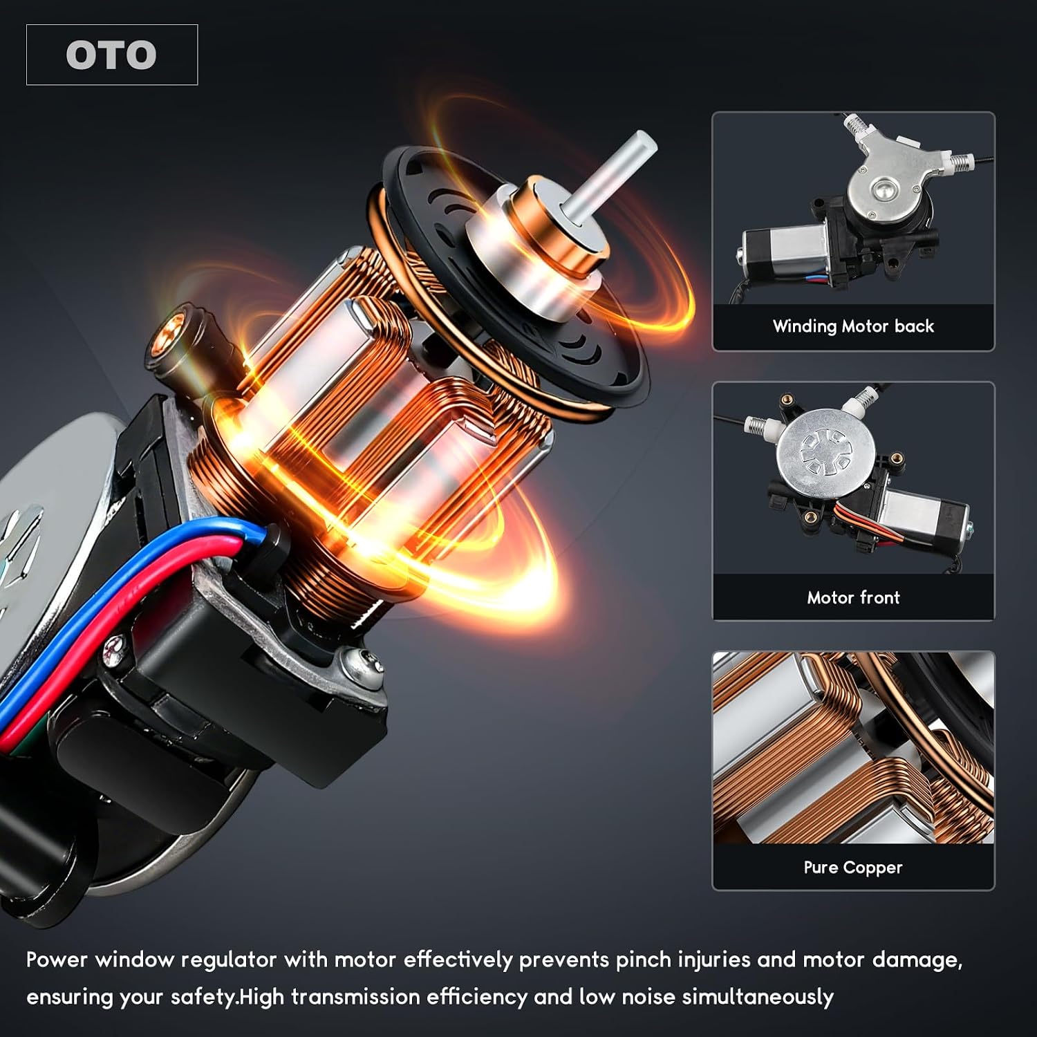 OTO-K Front Driver Side Window Regulator w/Motor Compatible with Honda Pilot 2003 2004 2005 2006 2007 2008,748-129
