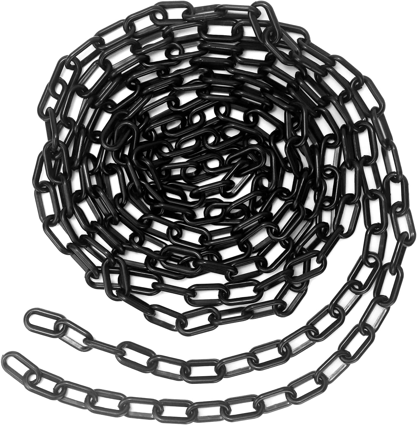QWORK® 5M x 6mm Chain Link Fence, Plastic Chain Barrier for Crowd Control, Traffic, Queuing Line (Black)