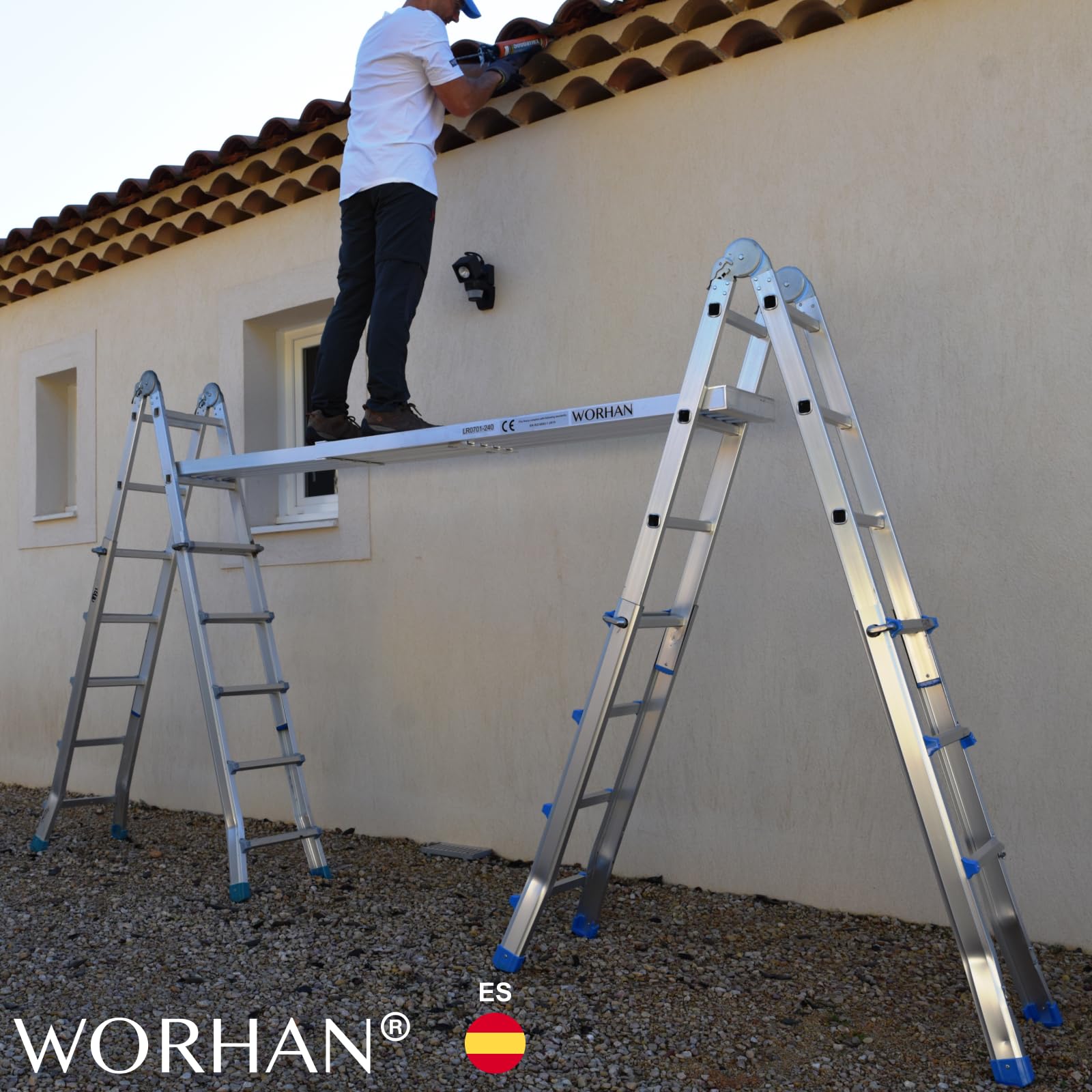 Plataforma de Trabajo Extensible Telescópica Tabla Extra Robusta con 2 Asas Superficie Grabada Antideslizante Hasta 300kg TP300