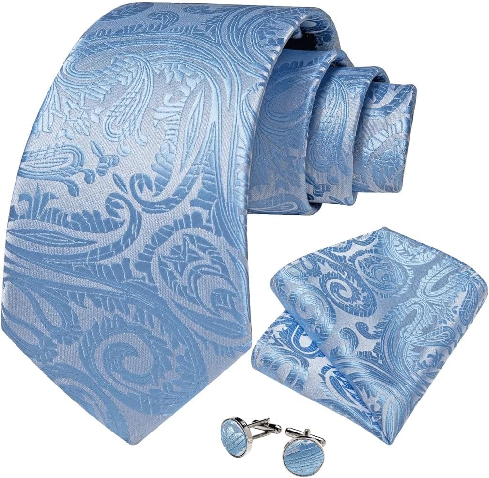 Silk Ties Sets for Men Formal Business Bow Wedding Necktie Handkerchief Cufflinks Cravats Accessories Gift