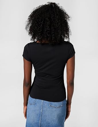 True Religion Women's Camo Square Neck Top T-Shirt