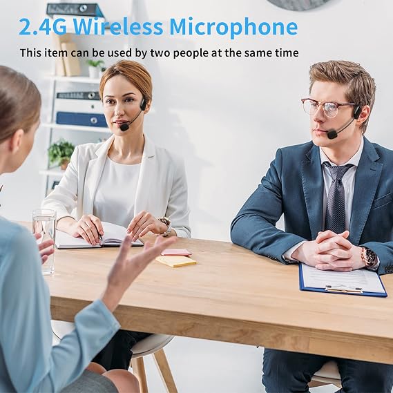2 Pcs Microphone Headset for PA System, 2.4G Dual Wireless Headset Mic, 165ft Long Range Stable Transmission, Wireless Microphone System for Voice Amplifier, Speakers, Teacher