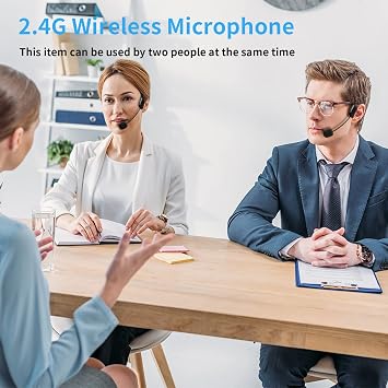 2 Pcs Microphone Headset for PA System, 2.4G Dual Wireless Headset Mic, 165ft Long Range Stable Transmission, Wireless Microphone System for Voice Amplifier, Speakers, Teacher