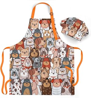 SANDJEST Kids Apron with Chefs Hat Set, Kitchen Apron Gifts