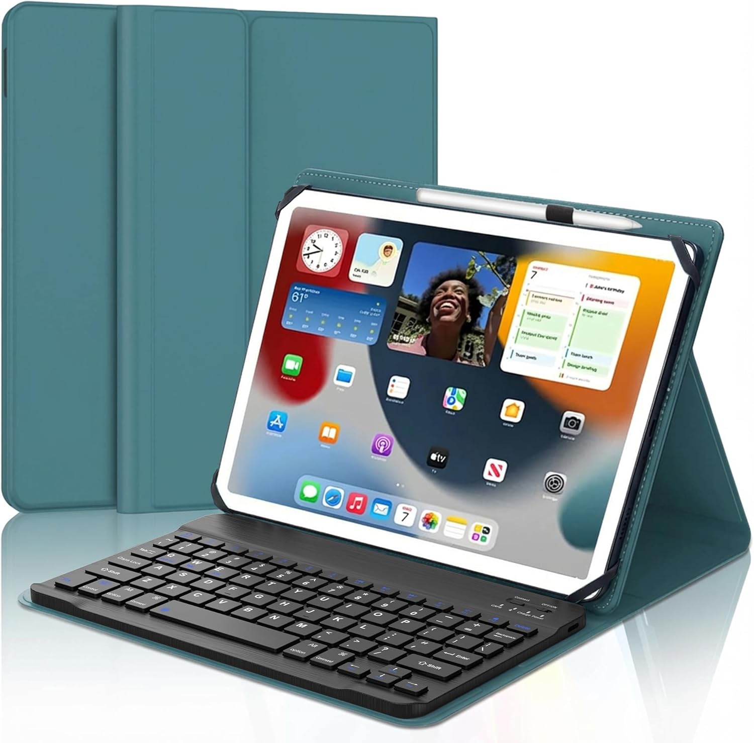 Universal Tablet Keyboard Case for 9",9.7",10.1",10.2",10.5",10.9",11" Tablets, Rechargeable Wireless Bluetooth Keyboard, Smart Folio Leather Cover with Stylus Holder for Android/iOS/Windows Tablet