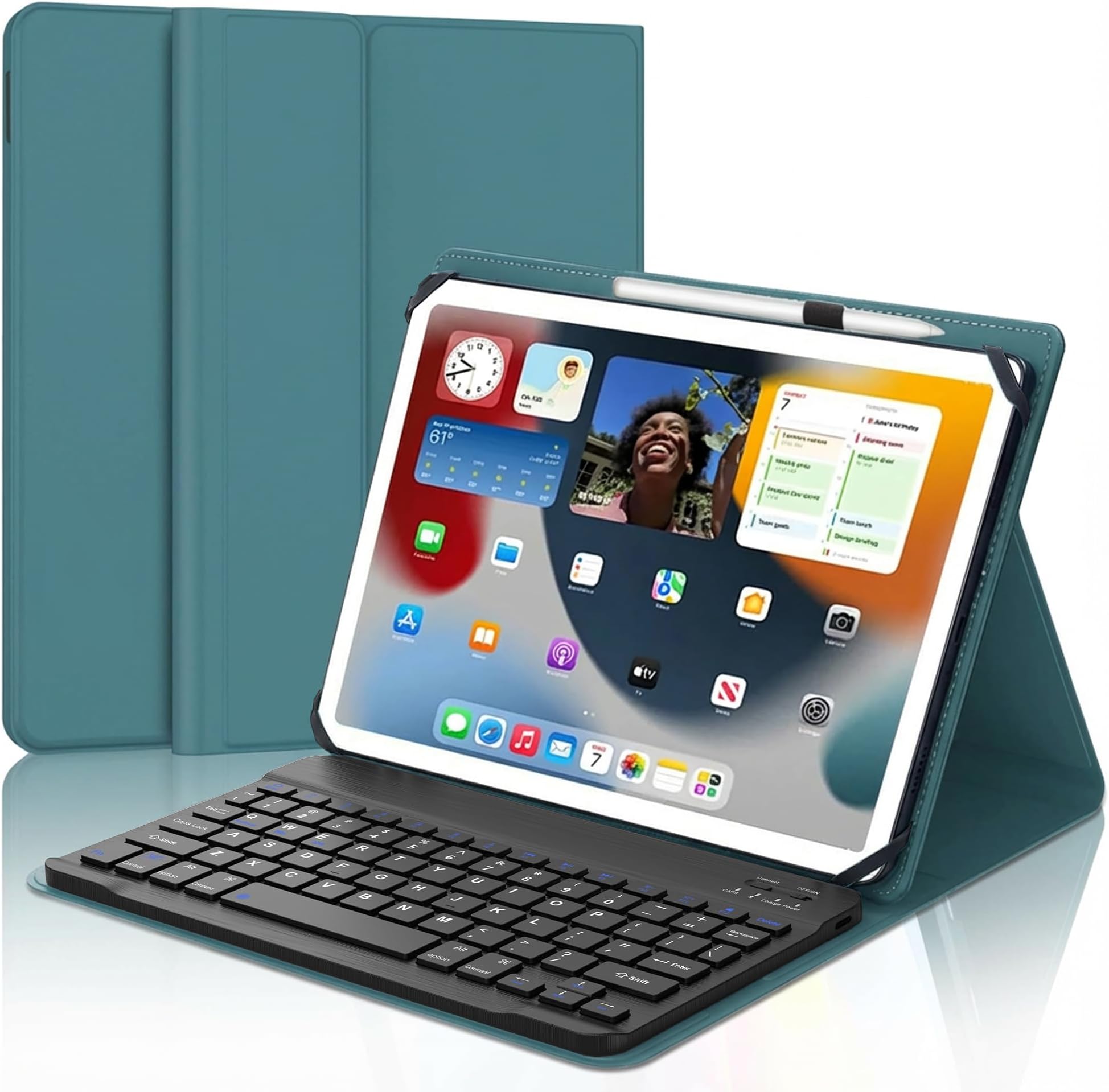 Universal Tablet Keyboard Case for 9",9.7",10.1",10.2",10.5",10.9",11" Tablets, Rechargeable Wireless Bluetooth Keyboard, Smart Folio Leather Cover with Stylus Holder for Android/iOS/Windows Tablet