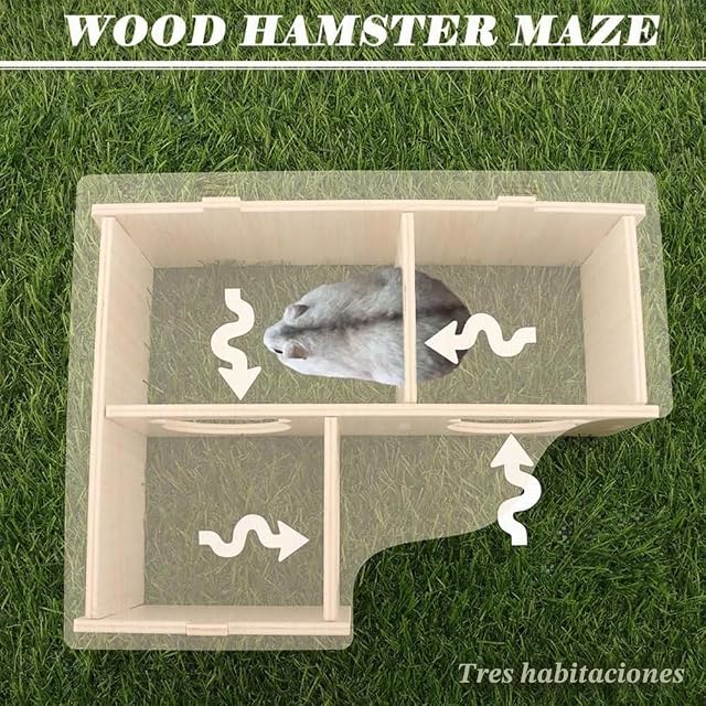 Foto 3 de 8 de RHQFDM Casa de Madera para hámster Casa para Roedores Escondite para hámster Ecketage hábitat para jerbos
