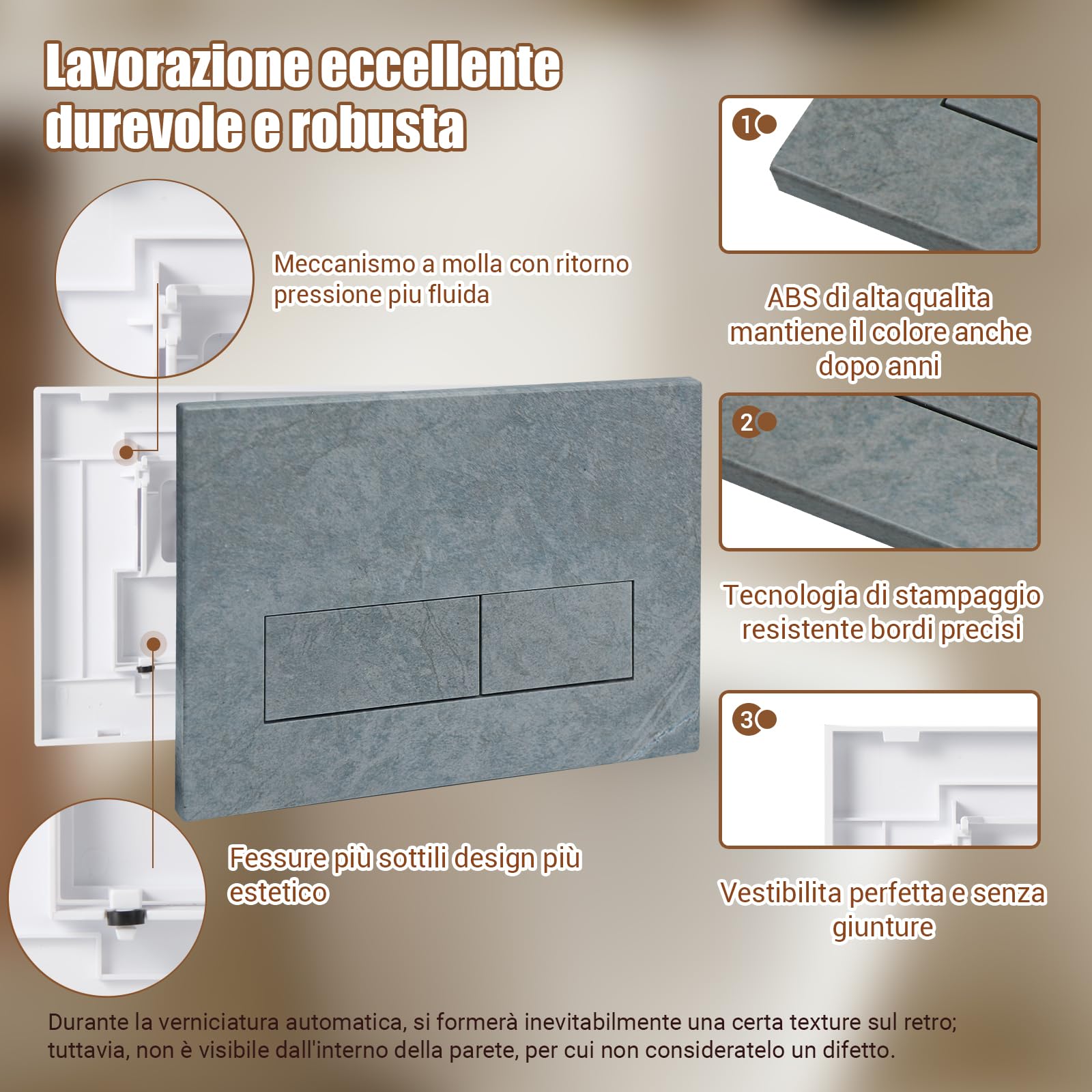 Placca di Comando WC Compatibile con Geberit Duofix Sigma, Delta e Basic, Ricambio con Set di Barre di Spinta e Telaio di Montaggio per UP300 & UP320, 245 x 164 mm(Grigio chiaro-Y8)