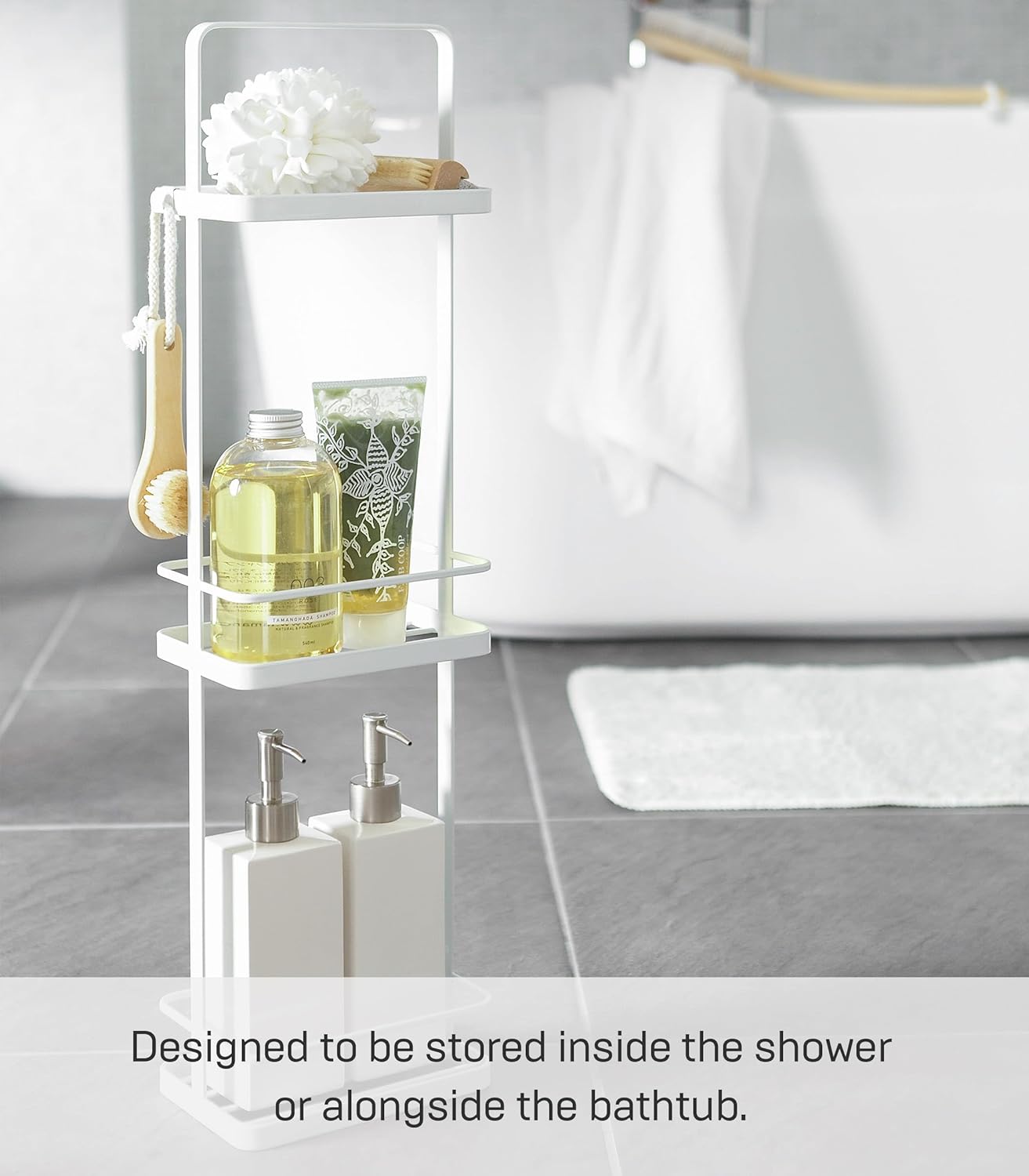 YAMAZAKI Home Tower Bath Rack - Bathroom Shower Storage Holder, Caddy Shelf Organizer - Large, 26" - Steel -