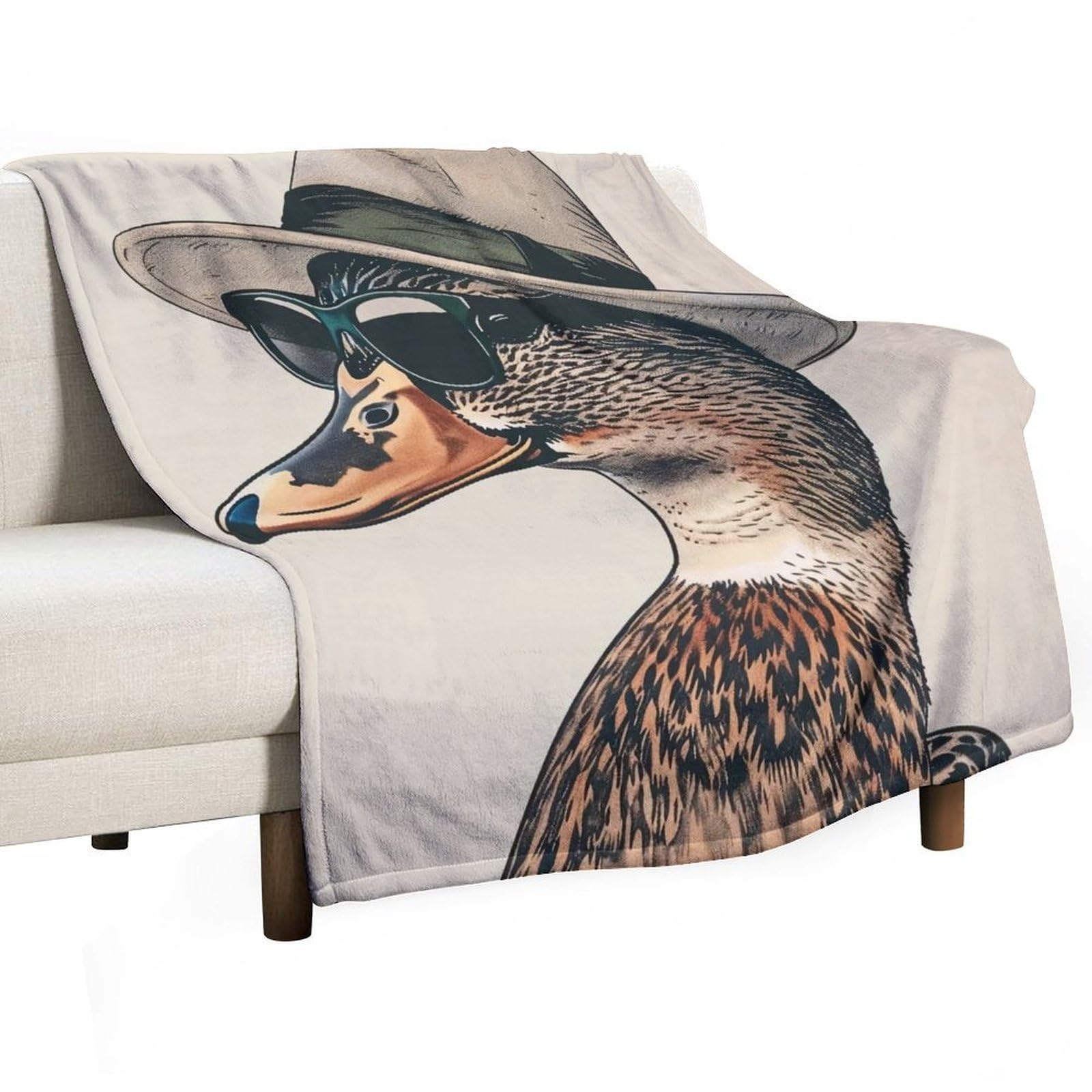 YHGSREUOH Detective Cool Duck Fedora Sunglasses (1) Flannel Blankets Fleece Soft Throw Lightweight Plush Gifts for Couch, Bed, Cozy Sofa Plush, Chair, Lovers 130x150cm(50x60in)