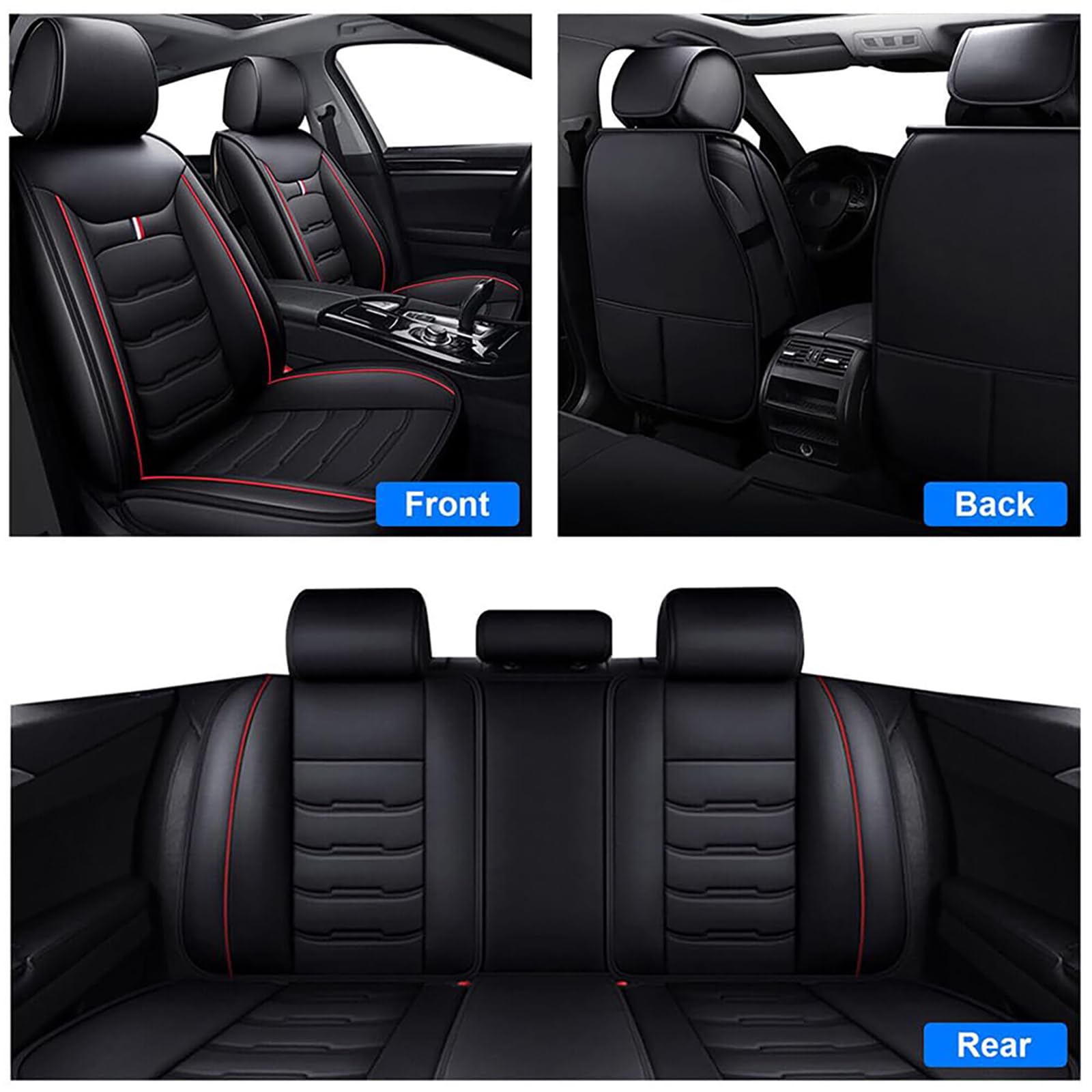 Auto Sitzbezüge Leder für Dacia Sandero 3/Stepway 3/Dacia Jogger 2021-2024 2025 2026, 5-Sitzer Komplettset Kratzfest Autositzbezüge Set Vorne Hinten Sitzschoner Wasserdicht rutschfest,A