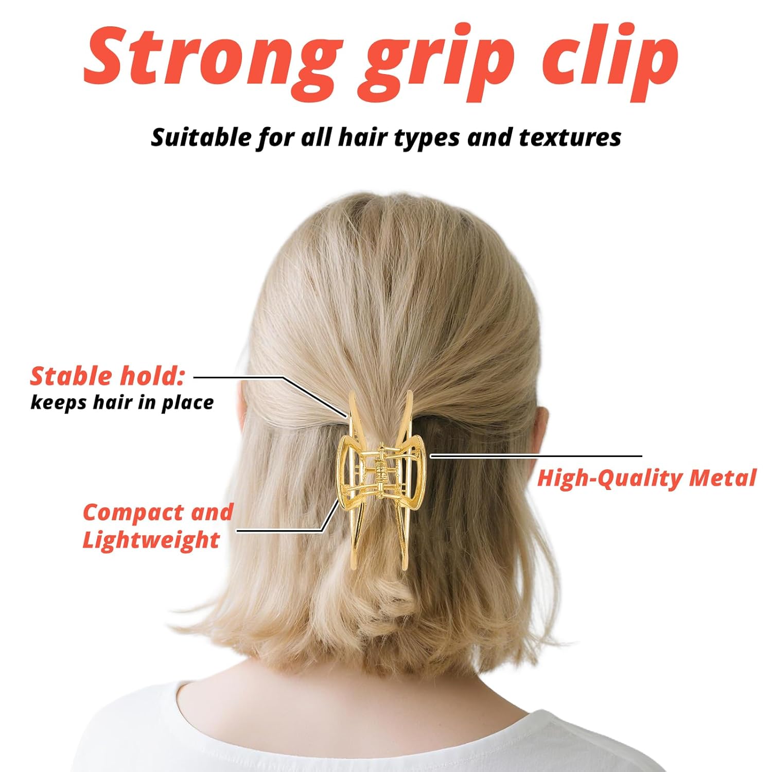 VinBee 3 PACK Large Metal Hair Claw Clips Hair Catch Barrette Jaw Clamp for Women Half Bun Hairpins for Thick Hair (4.13 inch)