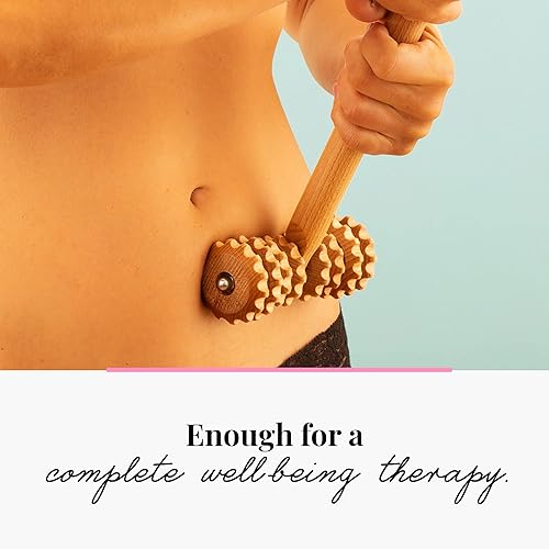 Miniatura 5 de Masajeador en forma de T con rodillos ranurados, rodillo corporal multifuncional para reducción de celulitis, alivia la tensión muscular y apoya la