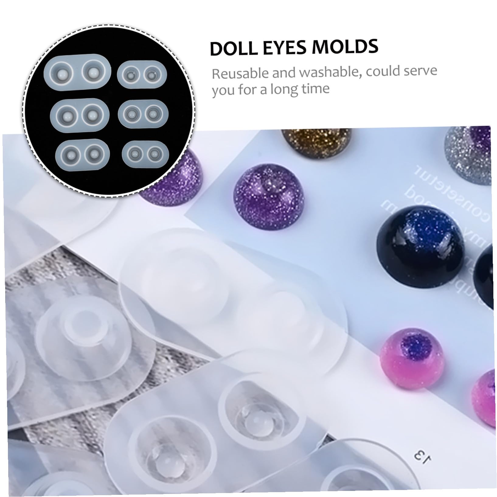 NUOBESTY 6 Ensembles Moule Pour Les Yeux Fard À Paupières Pailleté Cercle De Mousse Palette De Fards À Paupières Décorations Lentilles D'halloween Googly Faux Gel De Silice 6 Pièces * 6