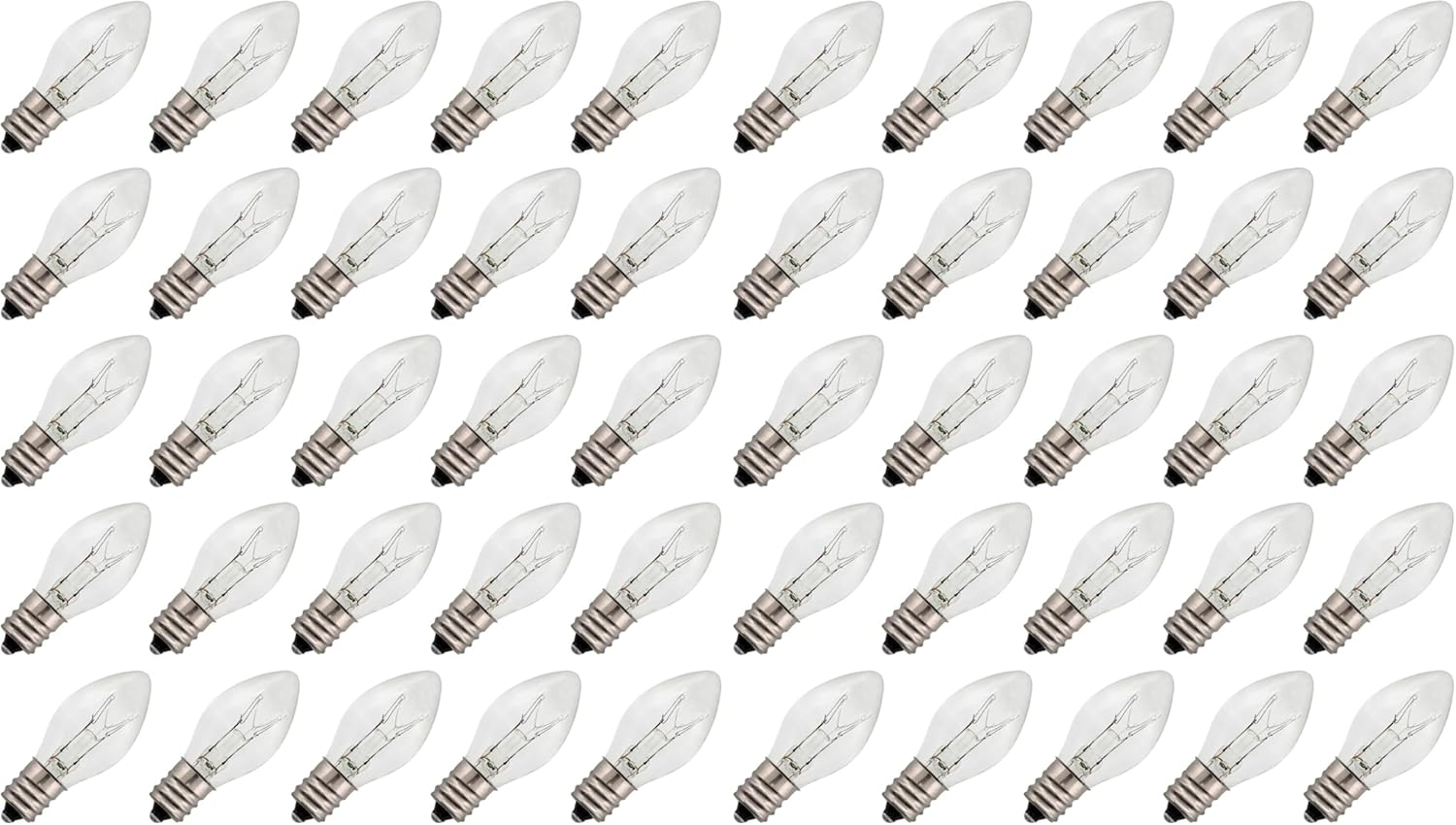 Creative Hobbies 7 Watt, 130V C7 Night Light, 40 Lumens, Long Life, Clear, E12 Candelabra Base, C7 Replacement Bulbs, Incandescent Light Bulb | 25 Pack