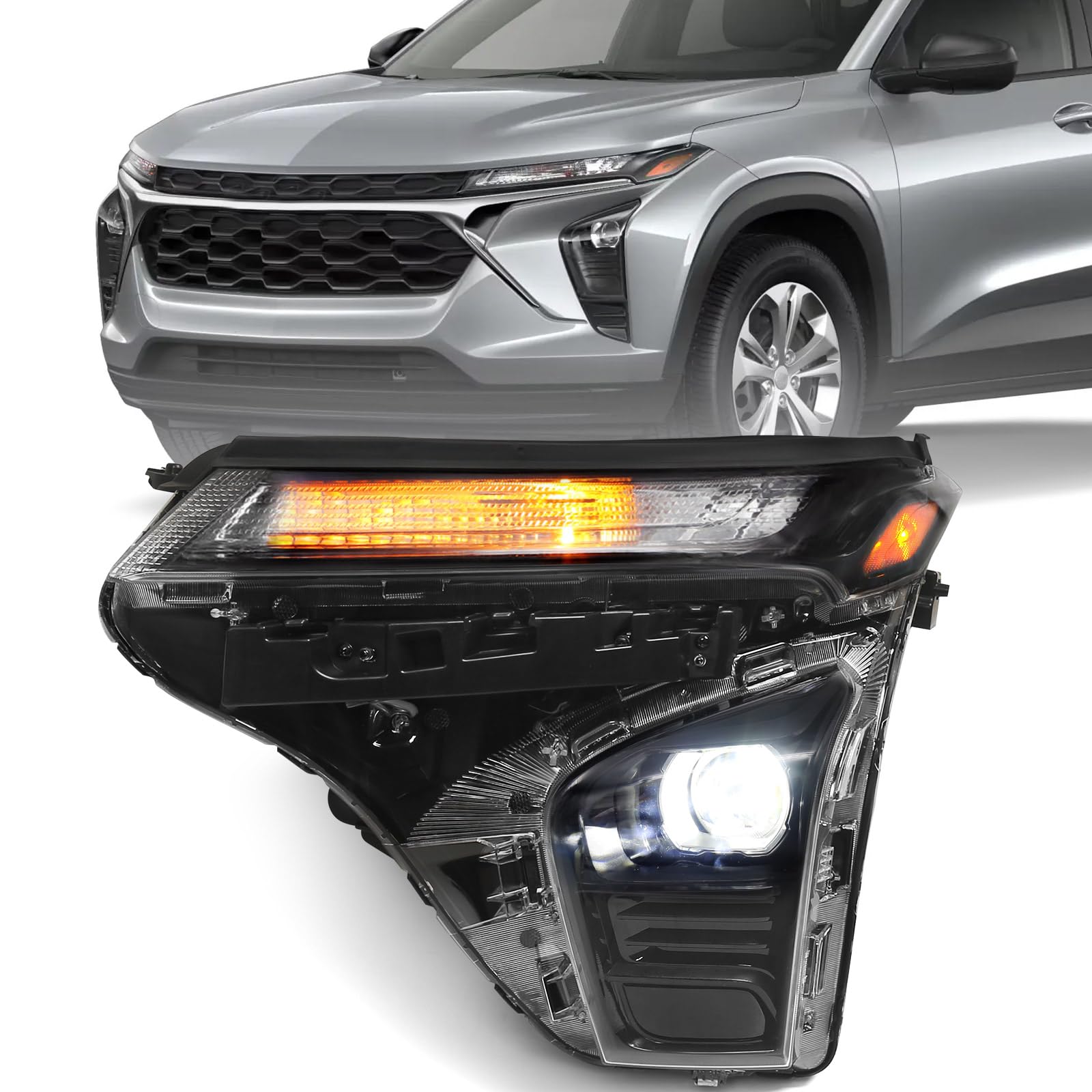 Photo 1 of ***FOR PARTS ONLY HEAVILY DDAMAGED**Huray Left Headlight Assembly Fit for Chevy Trax LS/1RS 2024 2025 LH w/o LED DRL Projector Headlamp OE Factory Head Light Replacement for GM2502552 42907053 Driver Side