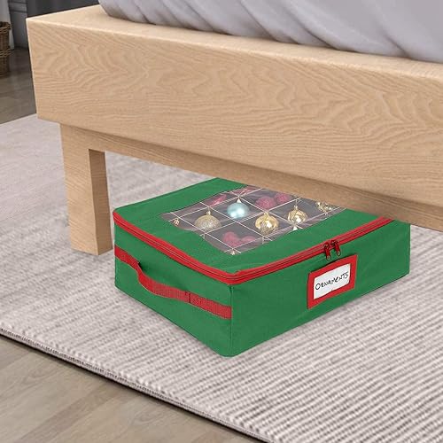 Miniatura 7 de HOLDN' STORAGE Caja de almacenamiento para adornos de Navidad debajo de la cama con divisores, conveniente y duradero, 2 bandejas extraíbles