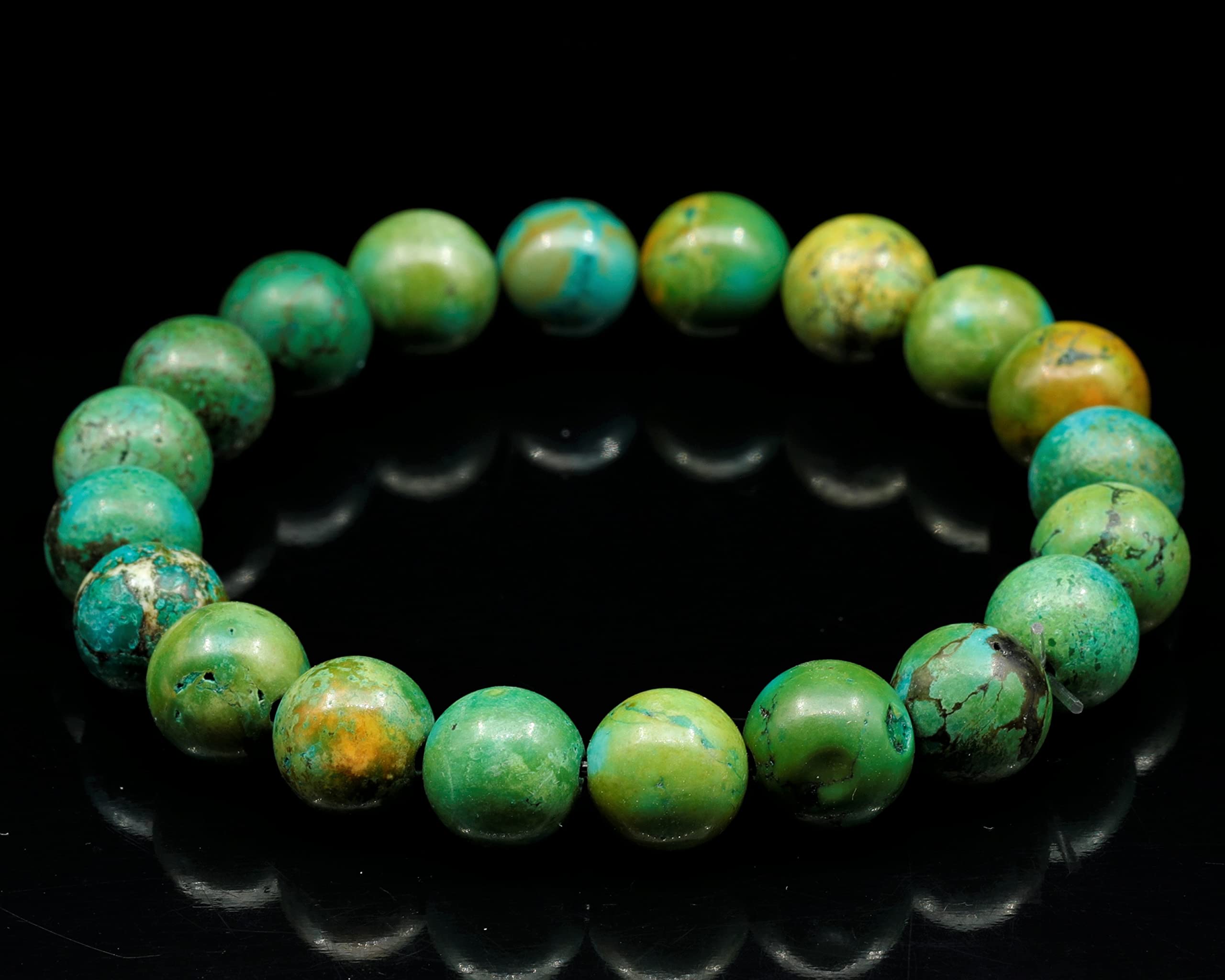 Pulsera de perlas de turquesa verde natural, pulsera de cristal verde real, pulsera de sagitario, pulsera de piedras preciosas