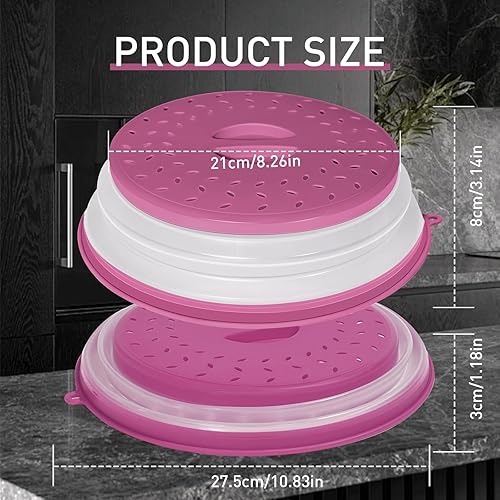 Miniatura 2 de Cubierta plegable para salpicaduras de microondas para alimentos, tapa de microondas ventilada con agujero de gancho, protector de salpicaduras para