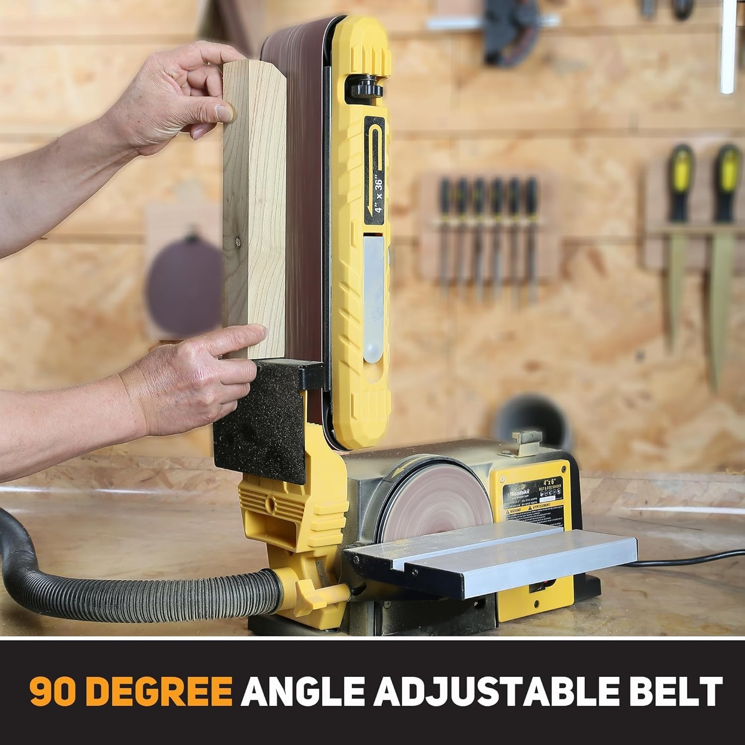 Woodskil 4.5-Amp Belt & Disc Sander Combo, 4x36 in. Belt & 6 in. Disc Sander with 3/4HP Motor, Upgraded Model