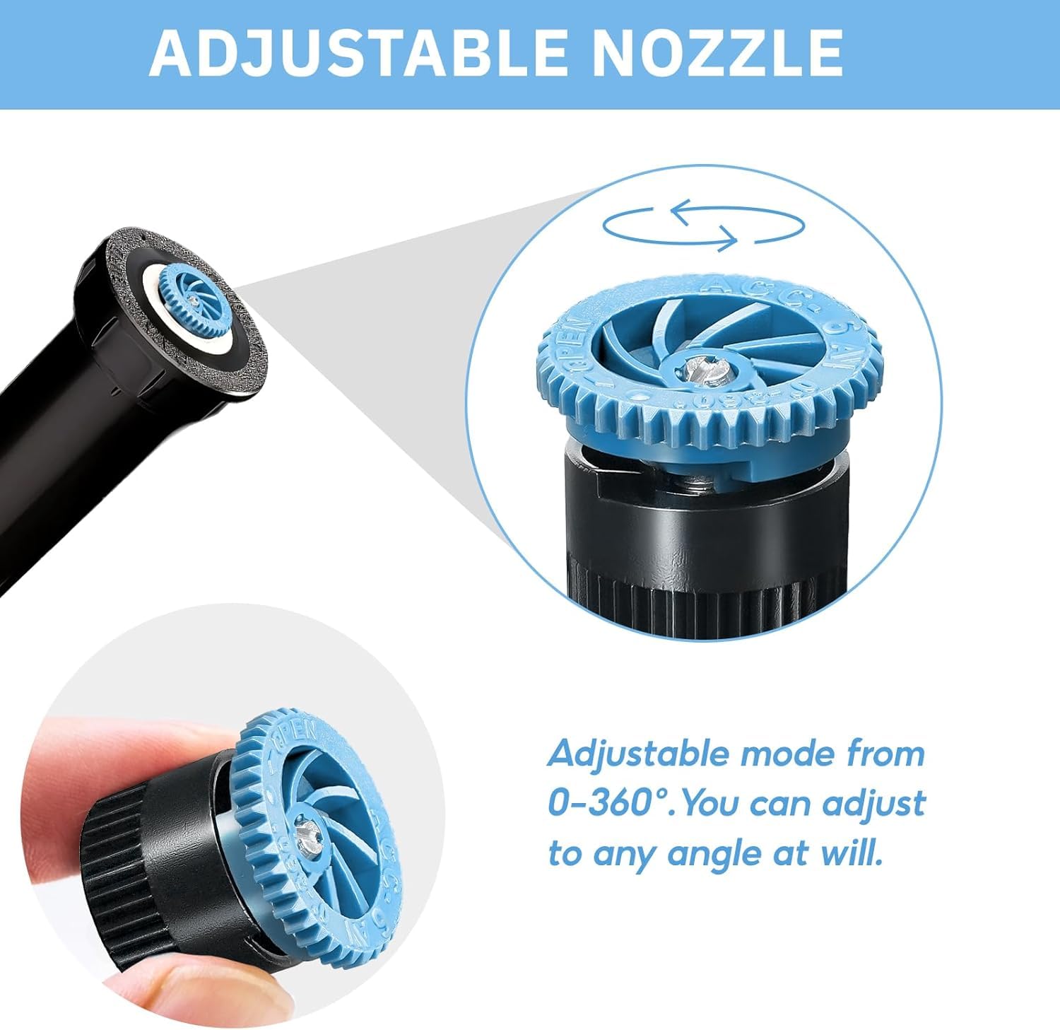 24 Stück Variable Bogendüse, Ersatz-Pop-Up-Sprinklerköpfe, kompatibel mit den meisten verstellbaren Pop-Up-Sprinklern, Sprühkopf für Gartenrasenbewässerung, hohe Effizienz (6AN, 10AN, 12AN)