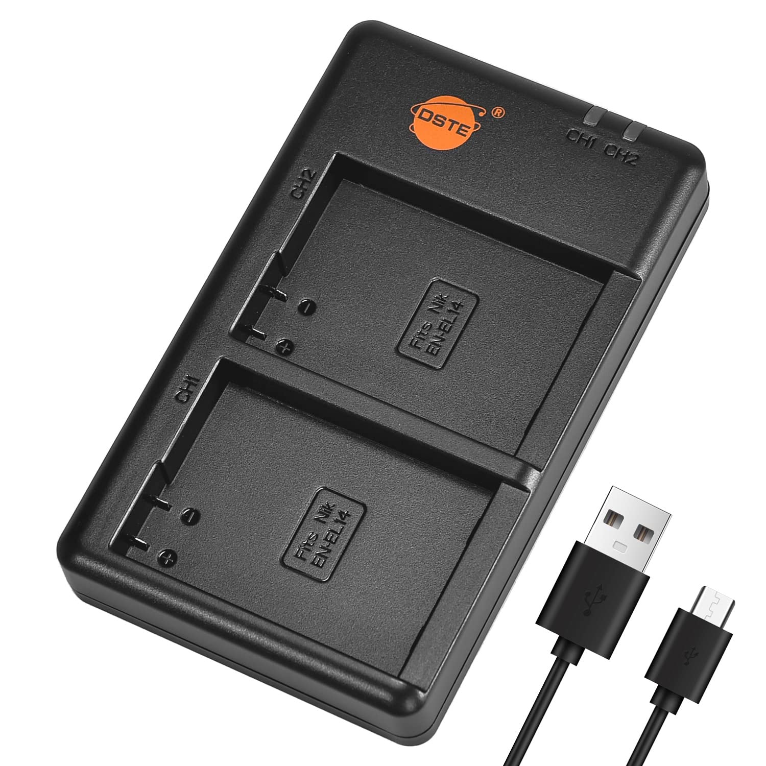 DSTE MH-24 Battery USB Dual Quick Charger Compatible for EN-EL14, EN-EL14a Battery, Nikon D3100, D3200, D5100, D5200, D5300 Camera