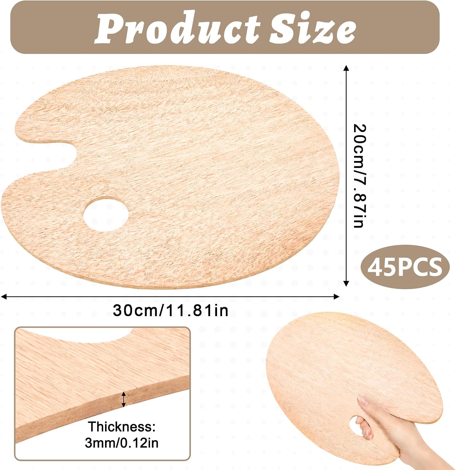 25 Pack Wood Painting Palette, Oil Wooden Paint Palette, Oval-Shaped Artist Painting Palette with Thumb Hole, Art Pallet for Painting (8 x 12 Inches)
