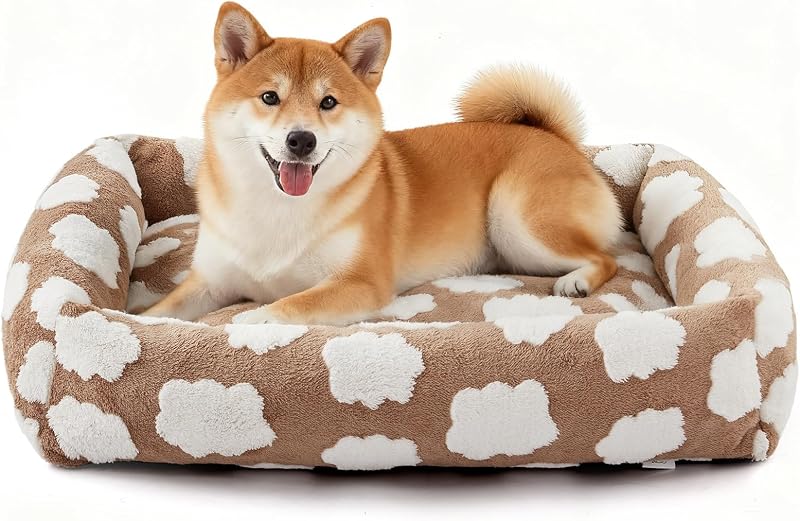 Cama Retangular para Cães JOEJOY com Laterais Elevadas, Capa Removível e Base Antiderrapante (Grande)