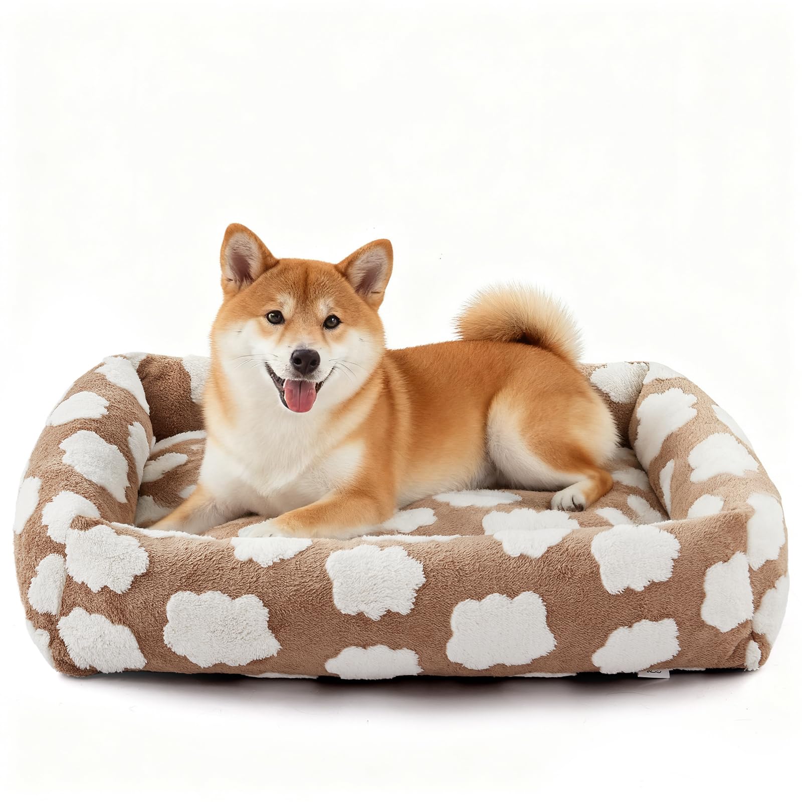 JOEJOY Large Dog Beds Large Sized Dog, Rectangle Washable Orthopedic Pet Bed with Removable Zipper Cover, Cute Soft Calming Puppy Pet Bed with Jacquard Shaggy Plush & Non Skid Bottom