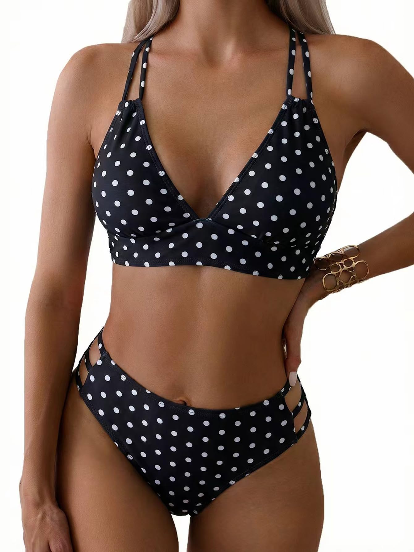 Tainehs Women's Push Up V Neck Bikini Sets