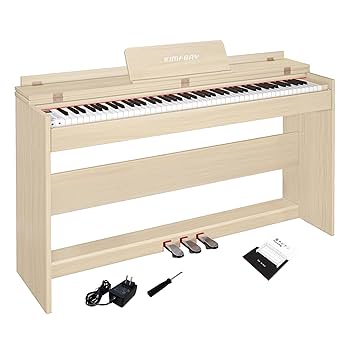 電子ピアノ 88鍵盤 ハンマーアクション鍵盤 木製スタイル ベージュ 3本ペダル Amazon | 【ハンマーアクション 電子ピアノ】KIMFBAY 電子ピアノ