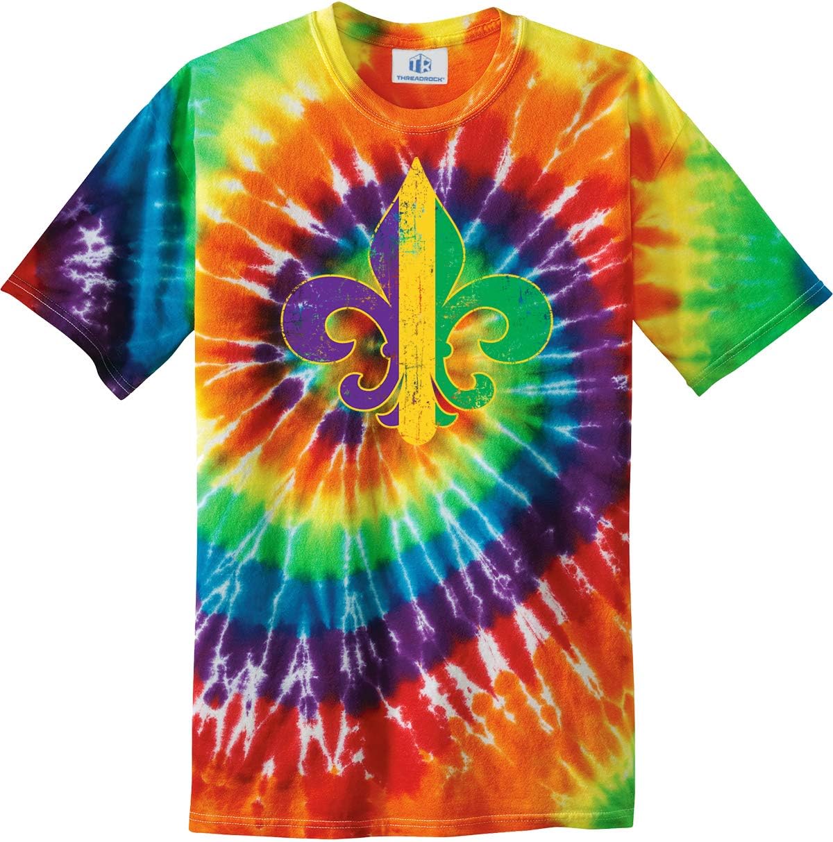 Threadrock Mardi Gras Fleur De Lis Unisex Tie Dye T-Shirt