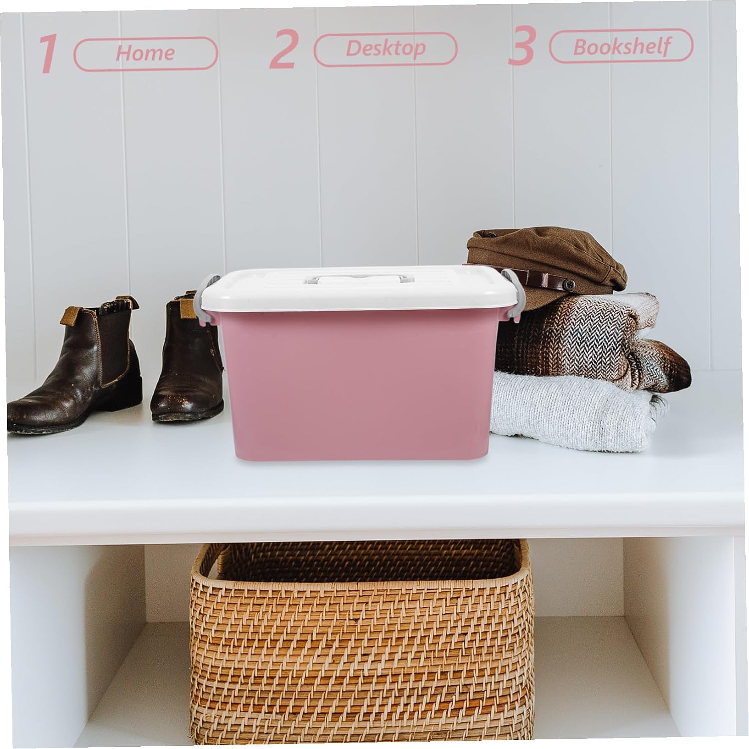 Multifunctional Small Storage Box with Lid Thickened Design for Building Blocks Desktop Organizer for Home Office and Playroom Storage image 4