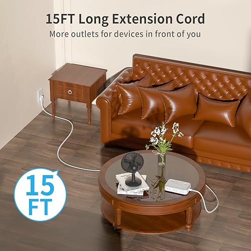 Miniatura 9 de NTONPOWER Regleta de alimentación de 2 clavijas, adaptador de salida de 2 clavijas a 3 clavijas, 1080 julios protector de sobretensiones con 4