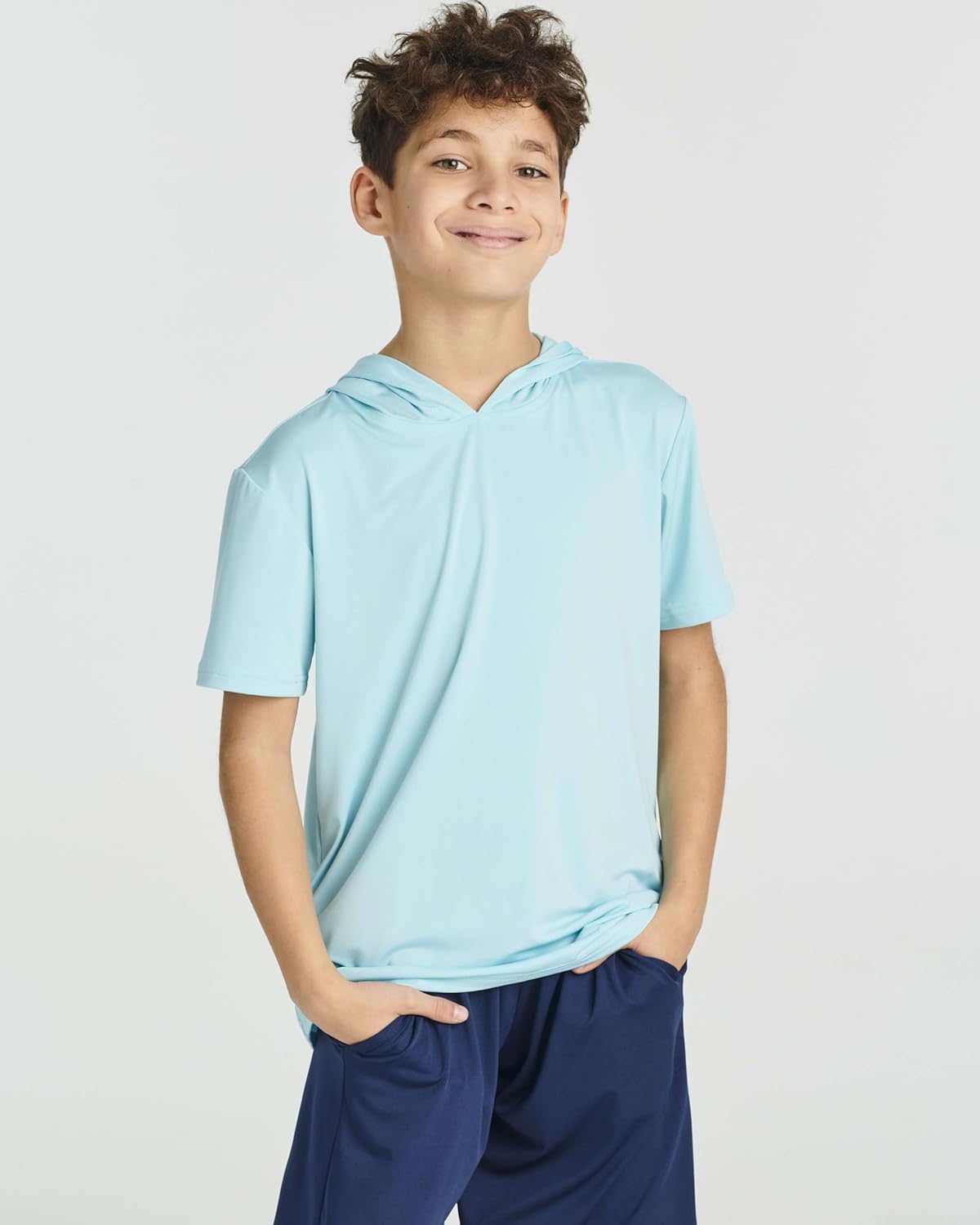 Real Essentials 3 Pack: Boys Dry-Fit Youth Teen Active Athletic Short Sleeve Workout Hoodie - Hooded Pullover Shirts - Image 2