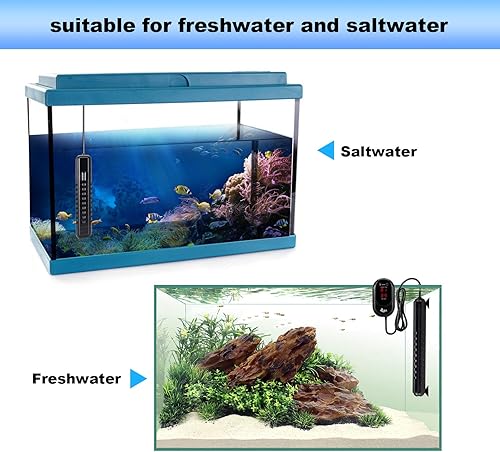 Miniatura 6 de AQQA Calentador sumergible para acuario, calentador de tanque de peces de 100 W200 W300 W500 W800 W1000 W1200 W, controlador de temperatura externo,