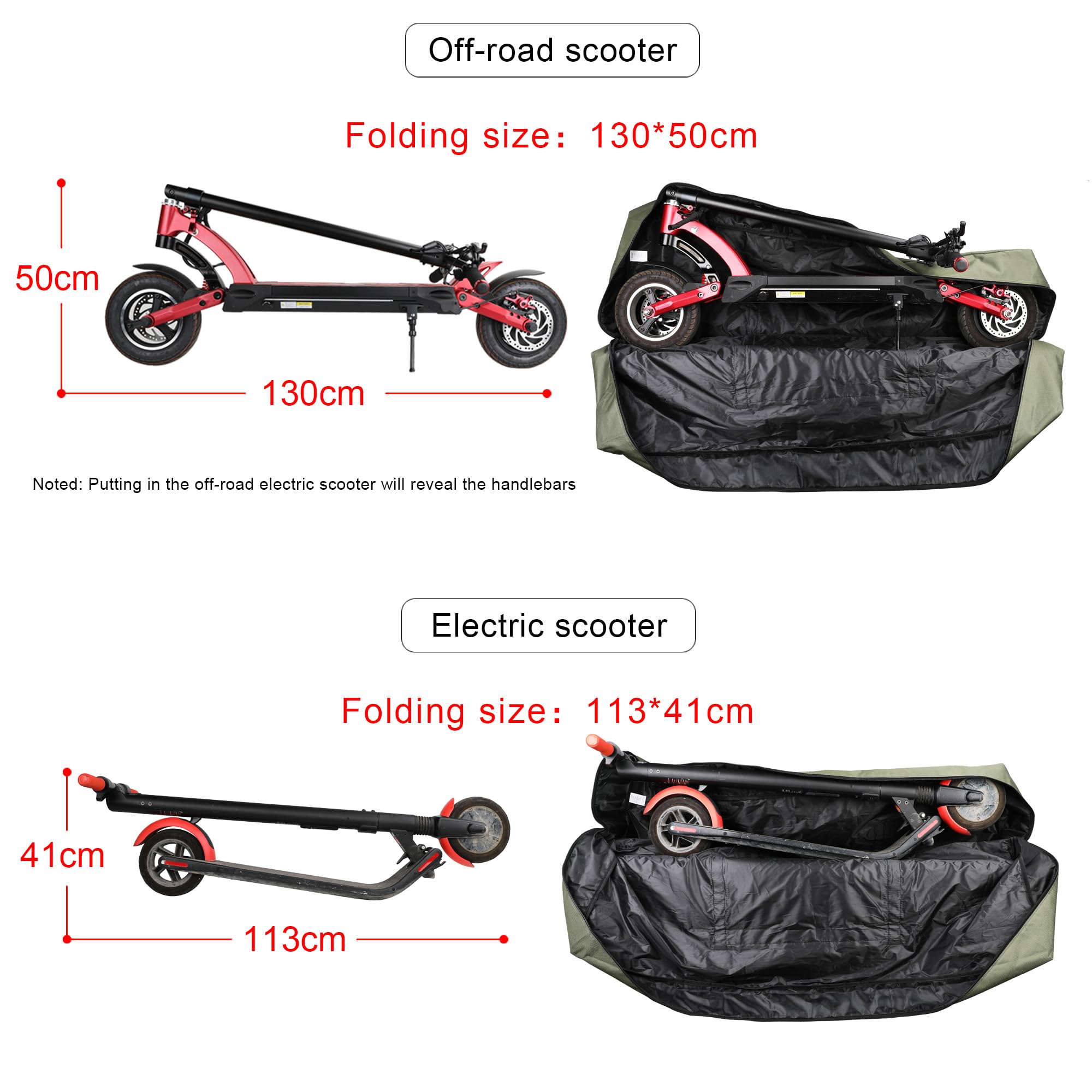 ENJOHOS Borsa Monopattino Elettrico per Trasporto Pieghevole Borsa Scooter da Viaggio Impermeabile per Xiaomi M365 Pro E-Scooter Accessori Monopattino Elettrico Scooter con Borsa Portaoggetti, Verde