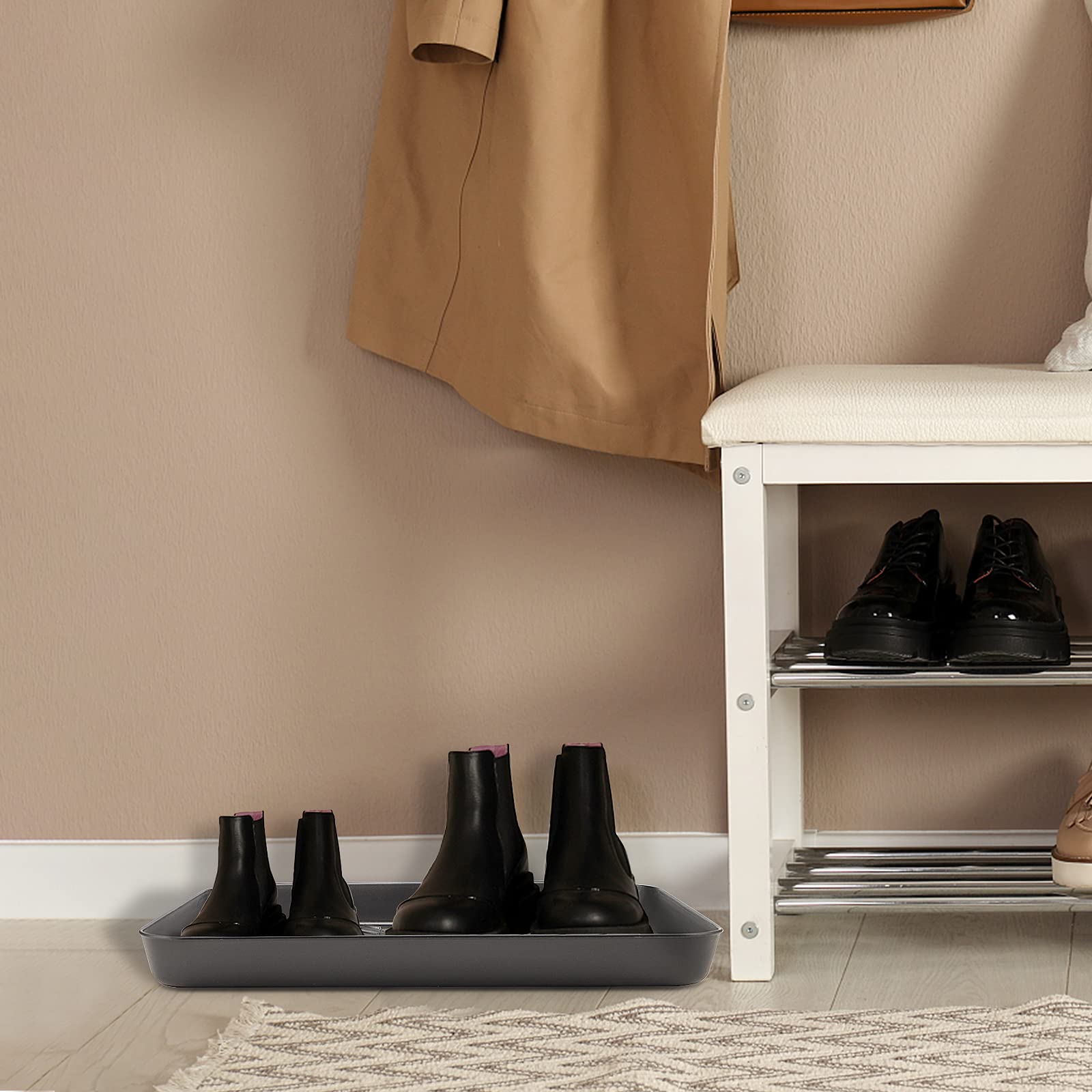 NGOSUET 6 sztuk 35 x 27,5 x 3 cm ociekacz na buty, du?a pó?ka na buty, mata na buty z tworzywa sztucznego, kolor czarny, do u?ytku wewn?trz i na zewn?trz