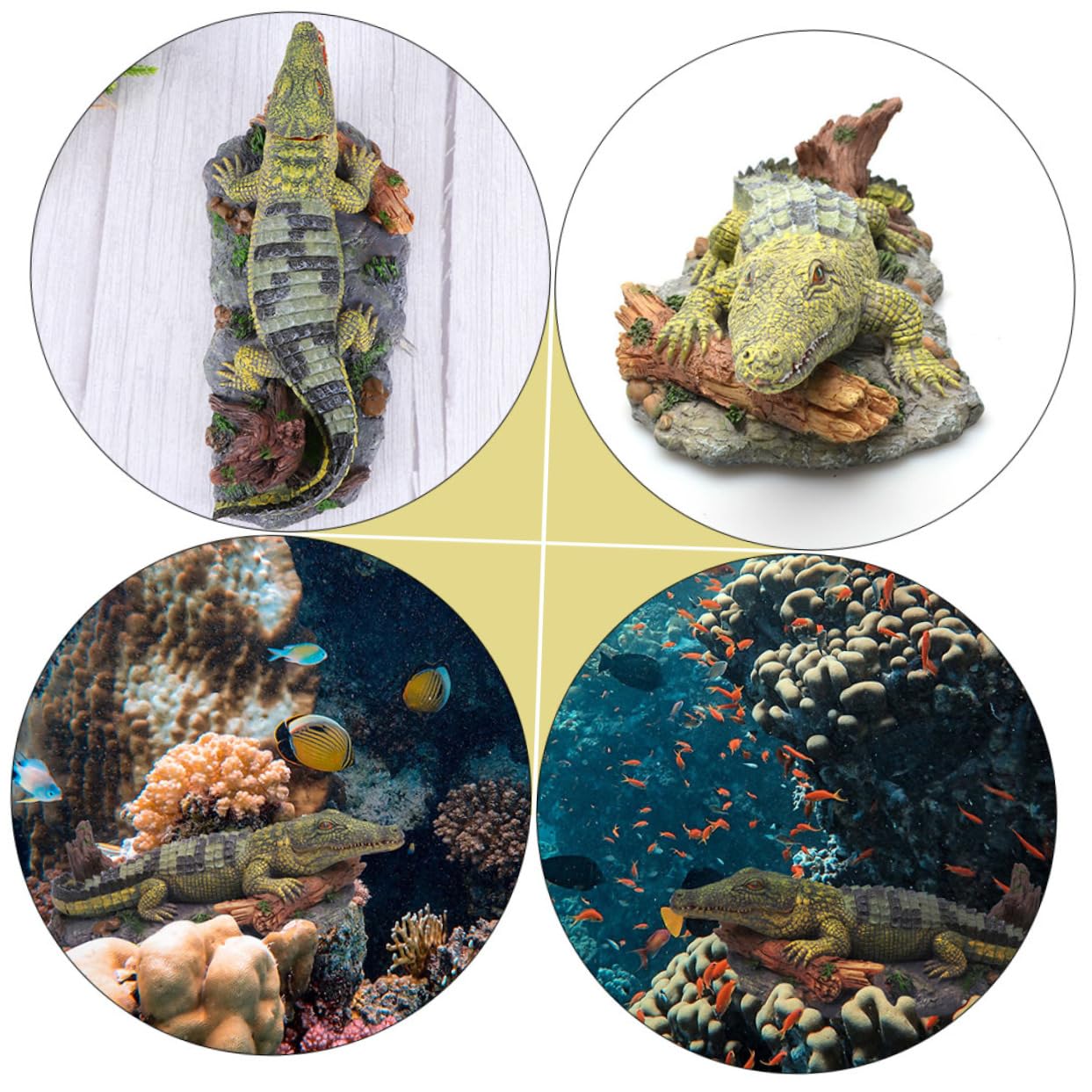 BESPORTBLE 2stücke Aquarium Dekoration -krokodil Statue Für Fischbecken Und Künstliche Dekoration Für Aquarien Und Terrarien Luftbetriebene Kunstwerke