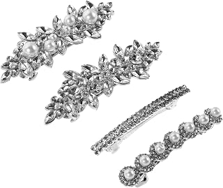 4pcs Bridal Hair Barrettes with Sparkling Rhinestones and Timeless Pearl Accents Lightweight Elegant Hair Clips for Weddings Parties and Daily Wear Secure Fit for Active Events