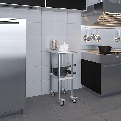 Miniatura 9 de AmGood Mesa de trabajo de acero inoxidable con ruedas Estación de trabajo